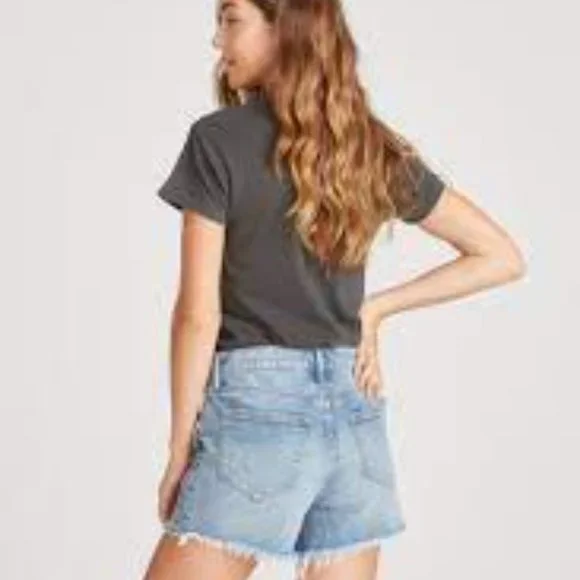 Driftwood Lulu Goldie Frayed Jean Shorts blue Aztec medium wash NWT/NEW